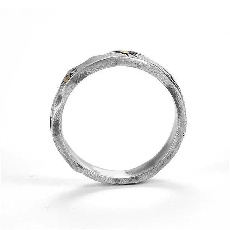 Bague Réglable EternalBond Collision Solaire - Alliance Homme en Or et Argent Vintage