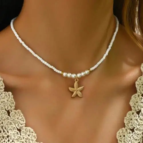 Bohemia Multicolour Bead Shell Pendant Necklace for Women Fashion Summer Adjustable Geometric Jewelry Holiday Beach Gift
