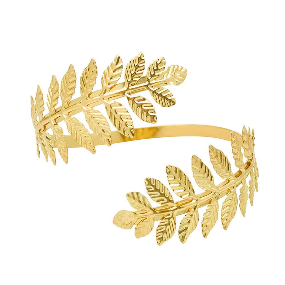 Bracelet Manchette Haut de Bras Feuilles Dorées – Style Grec Antique