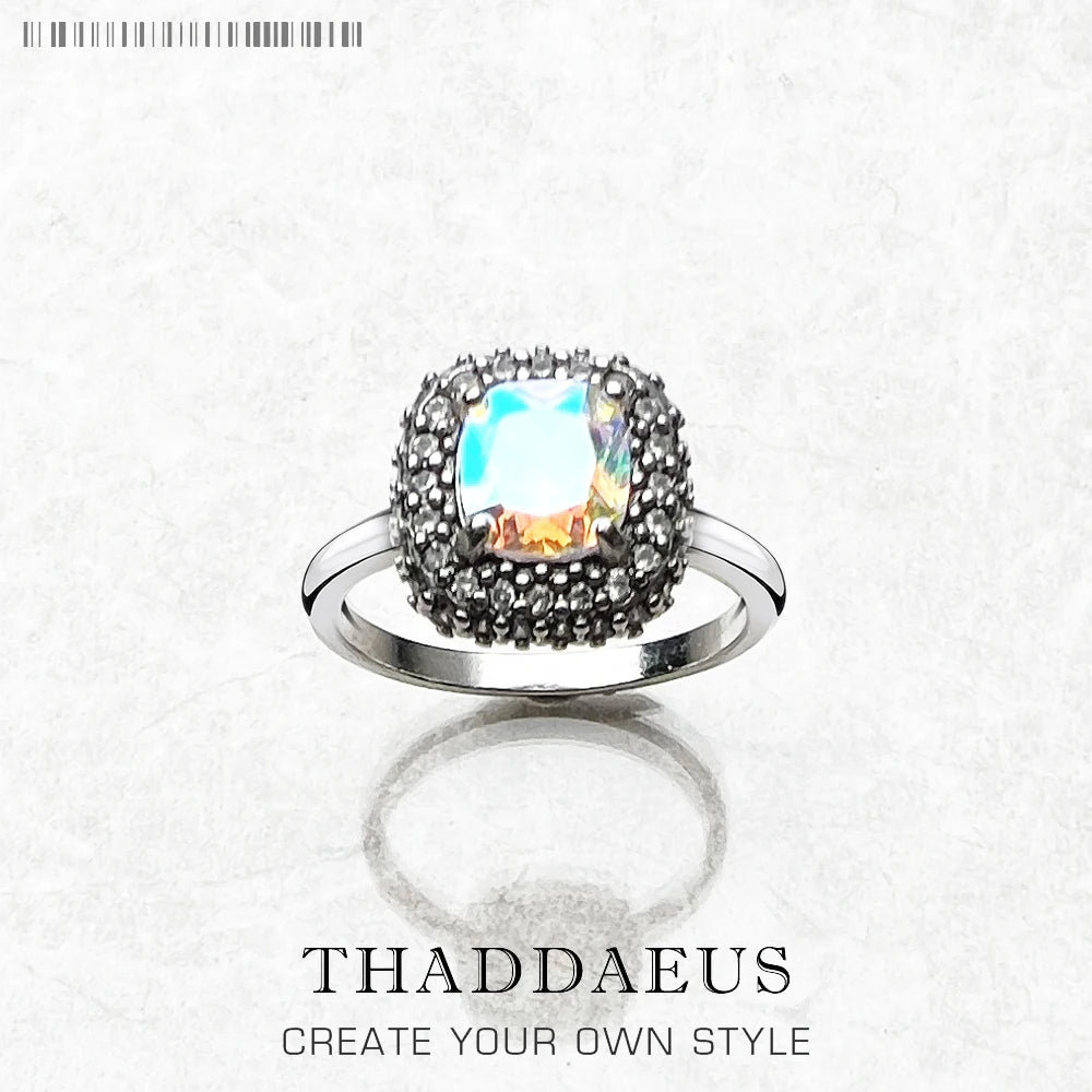 Bague Iridescence, Bijou Raffiné pour Femmes, Printemps 2022 Nouveau Classique Vintage Cadeau en Argent Sterling 925