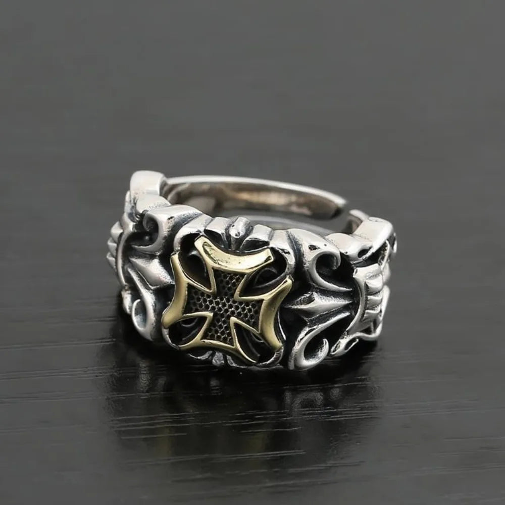 Bague Croix Ajustable EternalBond - Style Gothique et Punk pour Hommes