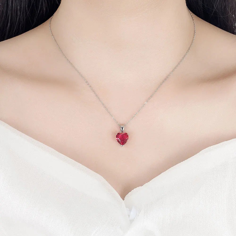 Ensemble de Bijoux en Argent Sterling 925 pour Femmes avec Bague, Boucles d'Oreilles et Collier Zircon Coeur